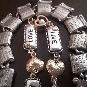 2pc: Vtg 60s Commandments bible bracelet  7,5" with  bracelet7,5".